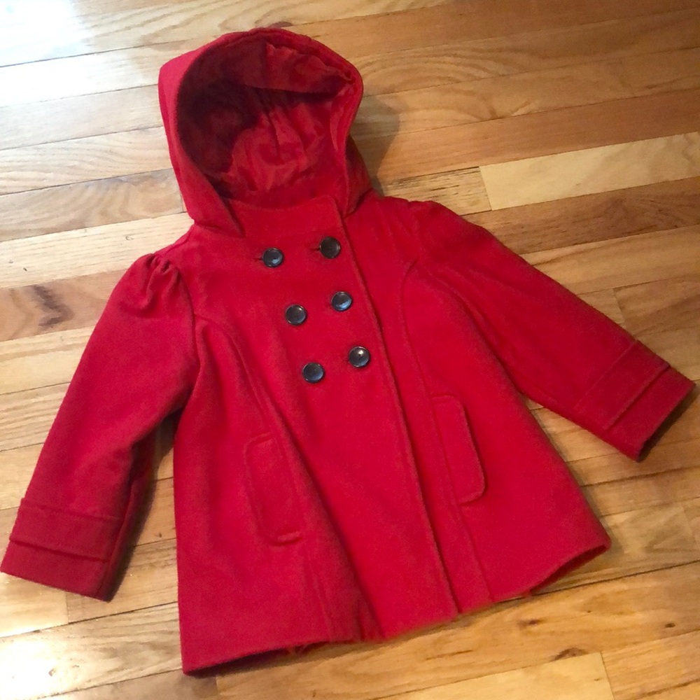 Girls Old Navy red pea coat
